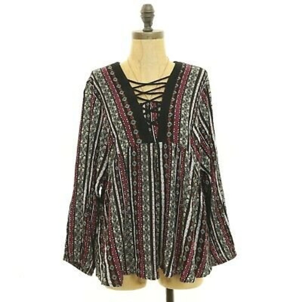 Studio JPR Dolman Top Size L Floral Striped Geo Black Multi Sparkles EUC A4